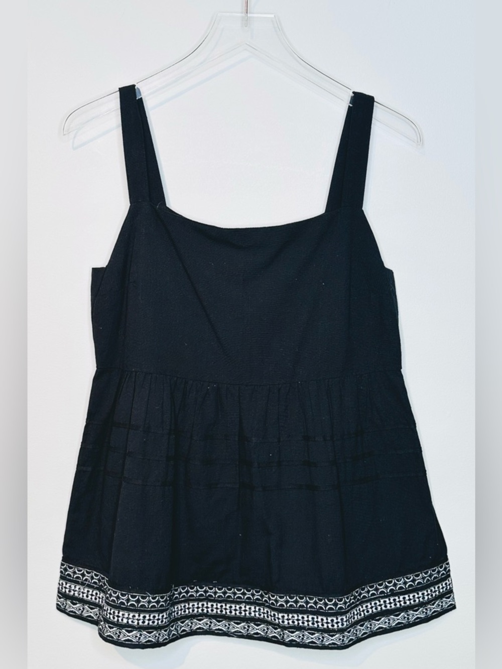 Anthro Amit Aggarwal Olivia Black Cotton Linen Embroidered Top Shirt Blouse NWT - Picture 13 of 15